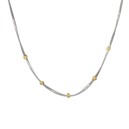 Handmade in Italy Necklace S925 Silver Twist Choker-Necklaces Minimalist Coil Craft Jewelry Mother's Day Christmas Gift for Women - color: 04