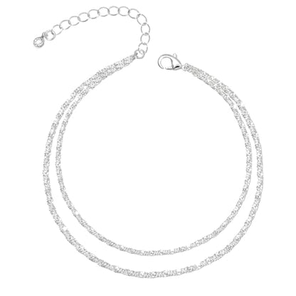 Gold/Sterling Silver Anklet Bracelets for Women Waterproof, Non Tarnish 925 Sterling Sliver Plated Heart Evileye Butterfly Charm, Dainty Summer Beach Anklets for Women, Beach Vacation Bikini Outfits for Her Mom - style: Sparking-Silver