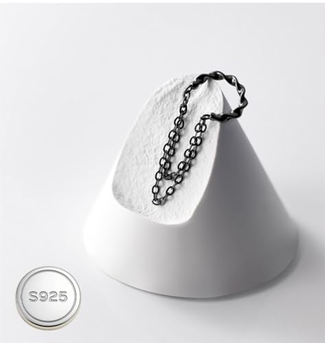 Reffeer Solid 925 Sterling Silver Cuff Earrings Chain Cartilage Wraps for Women Teens Minimalist Cuff Earrings No Piercing - color: C-Black
