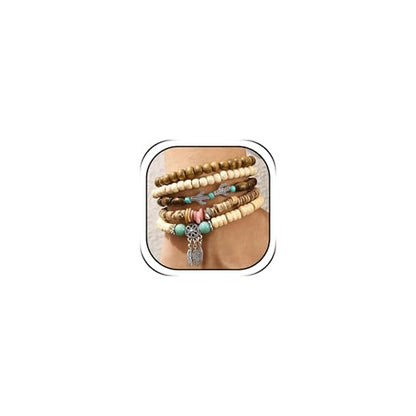 Long tiantian Boho Bracelets for Women Stackable Wooden Bracelet Western Beaded Bracelet Stack Boho Fashion Trendy Jewelry Gifts - color: A6:boho bracelets