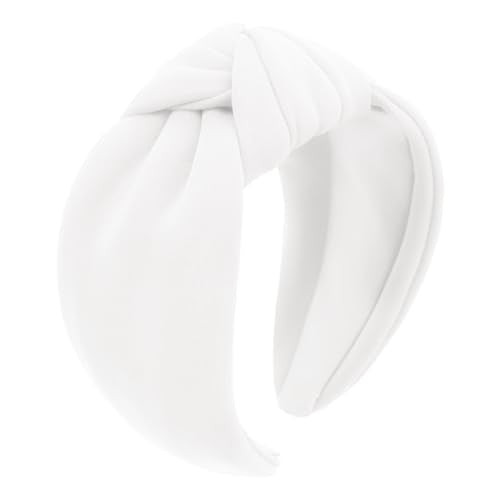 YISSION White Knotted Headband Wide Headbands for Women Non Slip Head Band Fashion Top Knot Hairband Hair Accessories for Women Girls - color: White