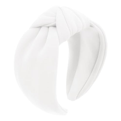 YISSION White Knotted Headband Wide Headbands for Women Non Slip Head Band Fashion Top Knot Hairband Hair Accessories for Women Girls - color: White