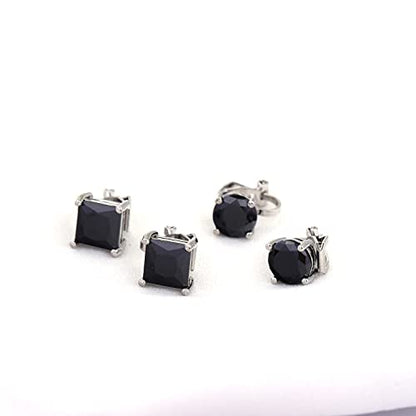 YOQUCOL 2 Pairs 8MM Cubic Zirconia Crystal Clip On Stud Earrings Non Pierced Stud Earrings For Women - color: Black