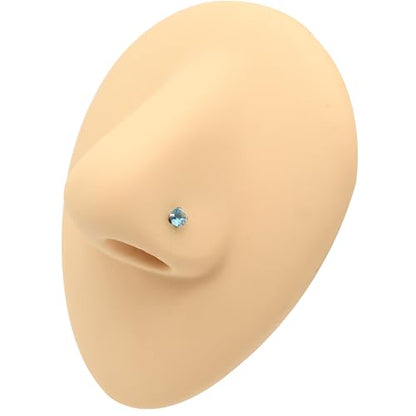 6-Piece Nose Piercing Studs Set, 20G Stainless Steel Nose Studs, 3mm Crystal Heart Star Round Shapes, 0.8x7mm Bone - color: Lake Blue