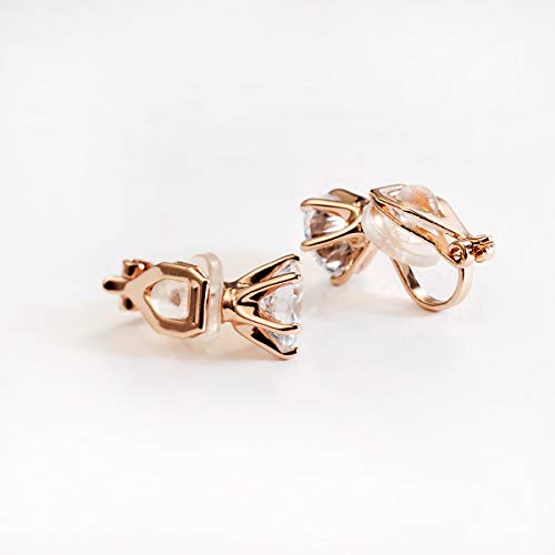 Clip on Earrings Women, 14K Gold Hoop Clip-On Earrings for Women, Hypoallergenic Non Pierced Croissant Earrings - color: Rose Gold