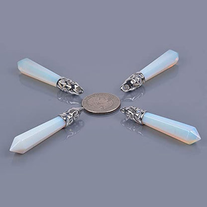 Justinstones Hexagonal Pointed Reiki Chakra Pendant Stainless Steel Chain Necklace 20 Inch Iron Gift Box - color: Synthetic Opalite