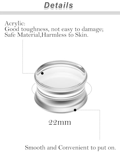 6G-30MM Solid Acyrylic Gauges for Ear Saddle Plugs Gauges Tunnel Expanders Stretcher Double Flared Flesh Piercings Body Jewelry Set for Women Men - color: Clear:22mm = 7/8 inch.