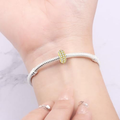 925 Sterling Silver Spacer Beads Charms for Bracelets & Necklaces Cute Charms Spacer Stopper Locating Buckle for Bracelets Retro Shaped Birthday Graduation Jewelry Gifts for Women Lover - color: Gold spacer bead