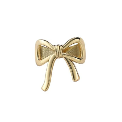 Bowknot Oblate Silk Scarf Ring Brooch for Women Metal Elegant Bow Butterfly Shawl Scarves Buckle Wrap Clasp Clip Rings Brooches Fashion Delicate Wedding Anniversary Dress Accessories Jewelry - color: 14k Gold Plated