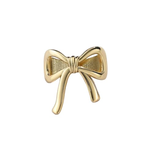 Bowknot Oblate Silk Scarf Ring Brooch for Women Metal Elegant Bow Butterfly Shawl Scarves Buckle Wrap Clasp Clip Rings Brooches Fashion Delicate Wedding Anniversary Dress Accessories Jewelry - color: 14k Gold Plated