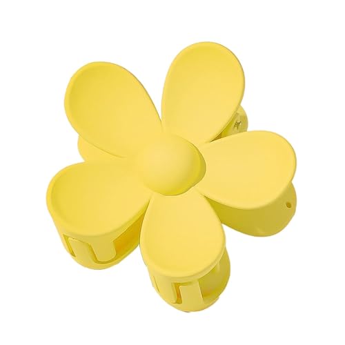 GANPUB 1Pc Yellow Floral Flower Shaped Plastic Jaw Claw Clip, Anti-scratch Smell-less, Holds Tightly, Lightweight Hair Accessory for Adults (1 Count)