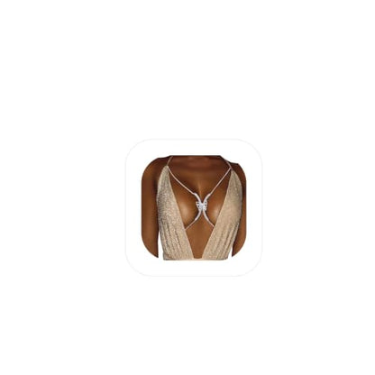 Rhinestone Chest Bracket Bra Chain Sexy Bikini Crystal Body Chains Butterfly Chest Chain Body Jewelry Accessories for Women - color: color6