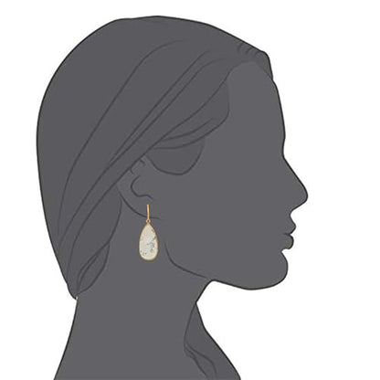 Aloha Earrings Non Pierced Gold Tone Clip On Natural Stone Teardrop Dangling Earrings - style: White Turquoise