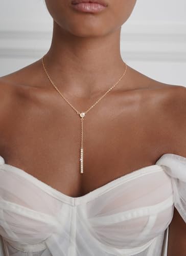 CHESKY Lariat Necklace for Women，14k Gold/Sliver Plated Layered Necklace | Gold/Sliver Long Necklace，Dainty Cross Pendant, Wedding Y-Shaped Drop Chain, Waterproof Jewelry Gift for Women Everyday Wear - style: YCZ