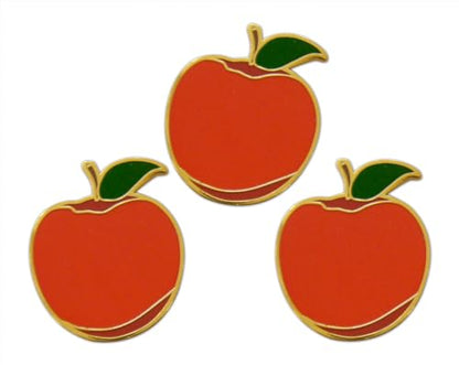 Novel Merk Fruit Lemon, Strawberry, or Orange Appreciation Lapel Pin, Hat Pin & Tie Tack Set with Clutch Back - style: 3-Apple