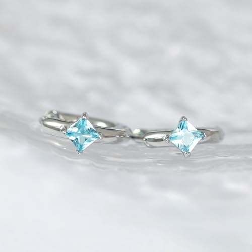316L Surgical Steel Birthstone Hoop Earrings for Women | Lightweight, 5A Cubic Zirconia, Hypoallergenic, Lead & Nickel Free, 8mm Huggie Hoops - color: Silver: 03. March (Aquamarine)