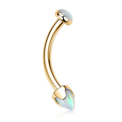 GAGABODY Titanium Eyebrow Jewelry - Curved Barbell & Labret Stud, 16g - Belly Button Ring & Cartilage Earring - Opal Bridge Jewelry - color: 1Pc-Arrow Shape Gold+White Opal