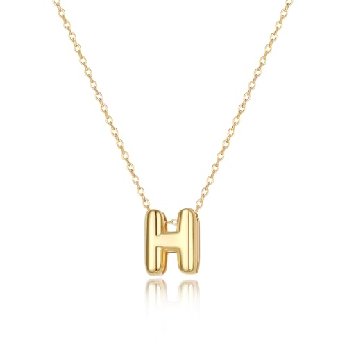 Initial Necklaces for Women Bubble Gold Silver Letter Necklace Dainty Personalized Charm Pendant Name Necklace Cute Non Tarnish Fashion Accessories Teen Gift Trendy Stuff Jewelry Gifts - color: Gold, style: H