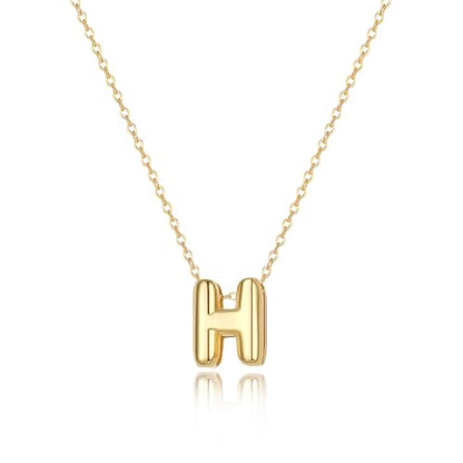 Initial Necklaces for Women Bubble Gold Silver Letter Necklace Dainty Personalized Charm Pendant Name Necklace Cute Non Tarnish Fashion Accessories Teen Gift Trendy Stuff Jewelry Gifts - color: Gold, style: H
