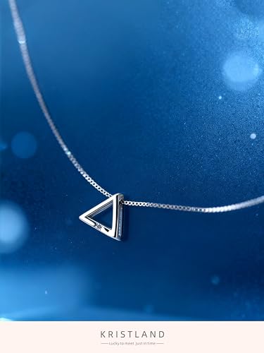 S925 Silver Women's Bar Necklace/Double Circle Layered Y Necklace Chain Adjustable Long/Tiny Pendant Chain Choker for Lady Gift - style: Triangle
