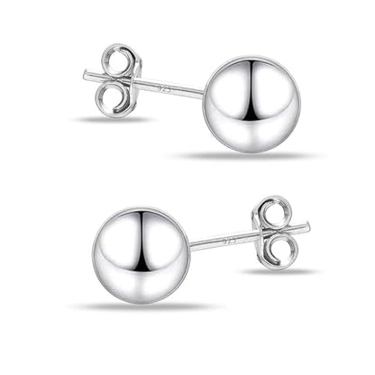 Charmsy 925 Sterling Silver Ball Post Stud Earrings for Women | Round Hammered Lightweight Disco Classic Ball Stud Earring for Women Teen | Sizes 3mm-11mm - style: 7mm-Classic