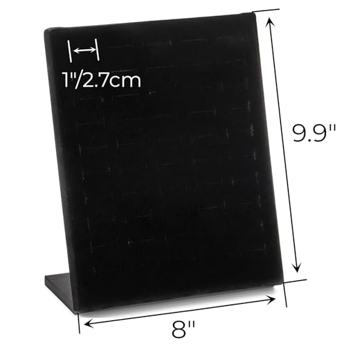 Hiceeden 4 Pack Velvet Ring Display Stand, 50 Slots Rings Organizer Jewelry Display Tray, L-Shaped Ring Holder Display for Selling Earrings Rings, Black