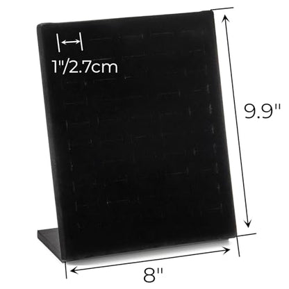 Hiceeden 4 Pack Velvet Ring Display Stand, 50 Slots Rings Organizer Jewelry Display Tray, L-Shaped Ring Holder Display for Selling Earrings Rings, Black