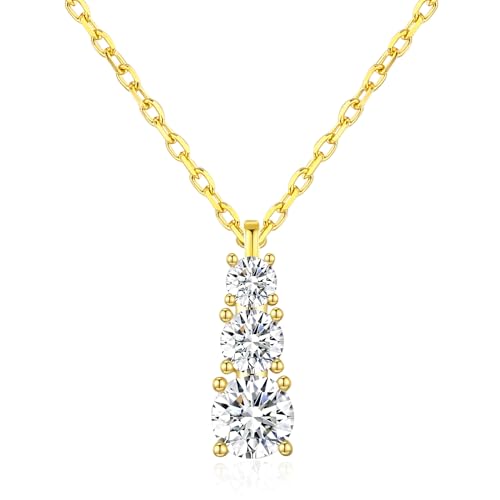 SBLING Platinum-Plated or 18K Gold Plated Cubic Zirconia Pendant Necklace for Women - color: 18K Gold Plated