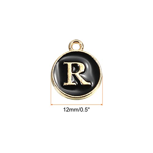 MECCANIXITY Alphabet Letter Charm Double Sided Alphabet Pendant, for Earring Jewelry Making - style: R