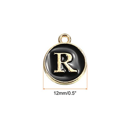 MECCANIXITY Alphabet Letter Charm Double Sided Alphabet Pendant, for Earring Jewelry Making - style: R
