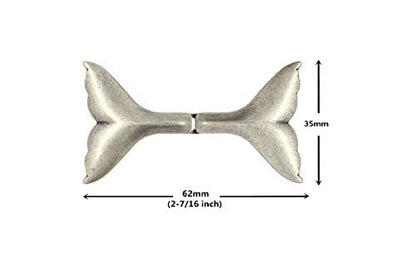bezelry 3 Pairs Whale Tail Cape or Cloak Clasp Fasteners. 62mm x 35mm Fastened. Sew On Hooks and Eyes Cardigan Clip (Antique Silver) - color: Antique Silver