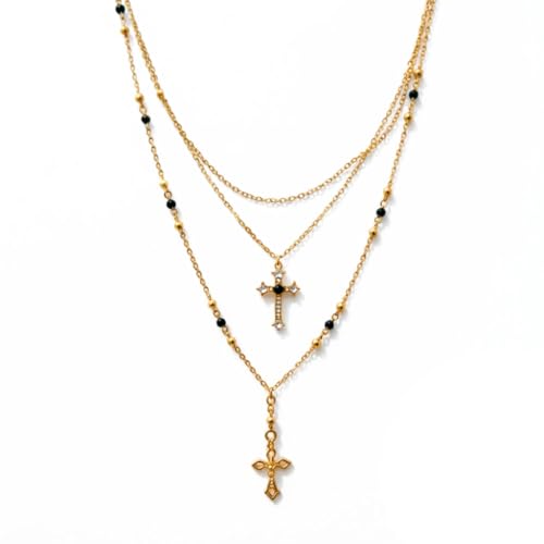 3 Pcs Long Y-Shaped lariat Necklace, Cross Pendant Drop Chain Layered Pearl,Beaded Shell Leaf Necklaces for Women Daily,Summer Beach Holiday,Party