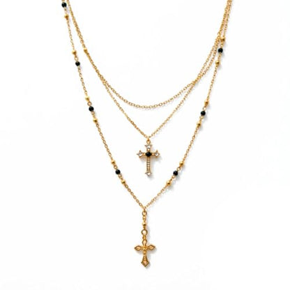 3 Pcs Long Y-Shaped lariat Necklace, Cross Pendant Drop Chain Layered Pearl,Beaded Shell Leaf Necklaces for Women Daily,Summer Beach Holiday,Party