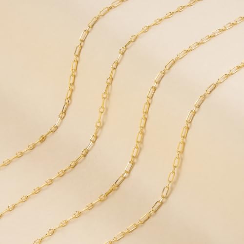 Jabogrii 32.8 Feet Gold Plated Brass Paperclip Oval Link Jewelry Chain Roll | Handmade Permanent Necklace Bracelet DIY Craft Chain Bulk for Jewelry Making - color: Paperclip Gold
