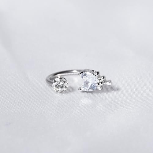 16G CZ Heart Lip Rings Stainless Steel Snake Bite Jewelry for Women Sparkle Disco Ball Labret Jewelry Vertical C-Shaped Lip Rings Hoops Lip Piercing Jewelry 8/10/12mm - size: 8mm