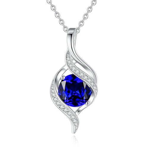 FANCIME Birthstone Necklace for Women Jewelry Gift for Her | Infinity Love Pendant Sterling Silver, Birthday Gift for Women, Adjustable 16+2" - color: 09 - Created Sapphire