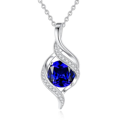FANCIME Birthstone Necklace for Women Jewelry Gift for Her | Infinity Love Pendant Sterling Silver, Birthday Gift for Women, Adjustable 16+2" - color: 09 - Created Sapphire