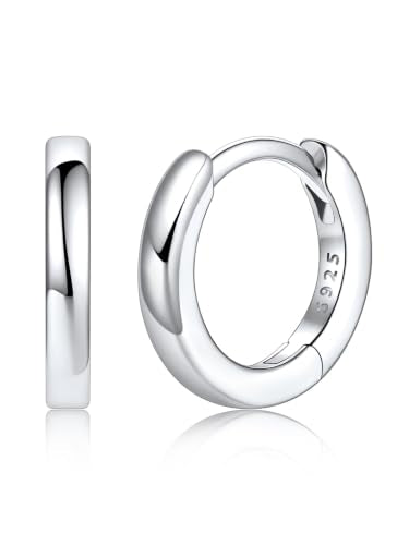 925 Sterling Silver Huggie Hoop Earrings, Small Silver Hoop Earrings for Women Hypoallergenic Huggie Lightweight Small Hoops Earring Cartilage Sleeper Earrings 6/8/10/12/14/16/18/20mm - color: Silver, size: 8MM