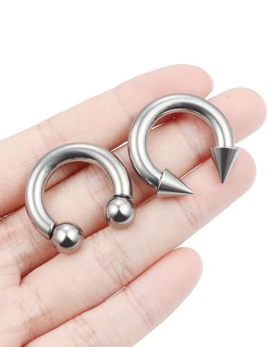 F136 Titanium 20/18/16/14/12/8/4/2g Septum Nose Rings Gauge Earrings Lip Rings Prince Albert Jewelry Internally Threaded Horseshoe Hoop Piercings - size: 4g*16mm