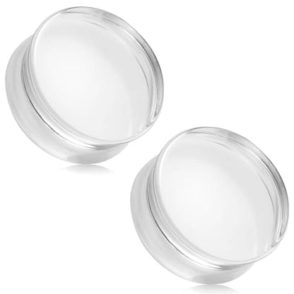 6G-50mm Solid Ear Plugs Tunnels for Women Men Double Flared Saddle Ears Gauge Plug Stretcher Expander Piercing Body Jewelry Black White Clear 1 Pairs - color: Clear Tone, size: 0 Gauge(8mm) = 5/16 inch