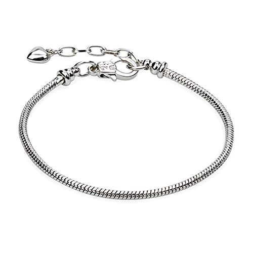 tiggell 5pcs Chain Bracelets Kit Silver Plated Snake Chain with Heart Lobster European Charm Bracelet for Christmas DIY Women Jewelry Findings Bracelet Making - color: silver