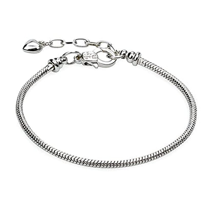 tiggell 5pcs Chain Bracelets Kit Silver Plated Snake Chain with Heart Lobster European Charm Bracelet for Christmas DIY Women Jewelry Findings Bracelet Making - color: silver