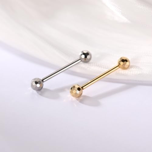 PEAKLINK Internally Threaded Nipple Rings Titanium Nipple Bars Piercing Jewelry 1 Pair Tongue Rings Eyebrow Jewelry Bridge Piercings - color: Gold Cuts Nipple Curved Barbell