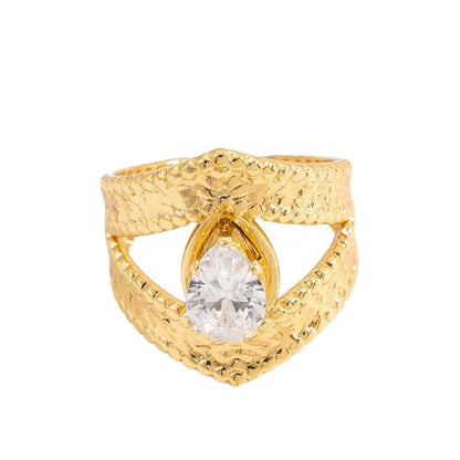 Gold-Plated Butterfly Ring with Dangling Chains and Cubic Zirconia, Adjustable Statement Ring,Cocktail Party Minimalist Ring for Women - style: Style C