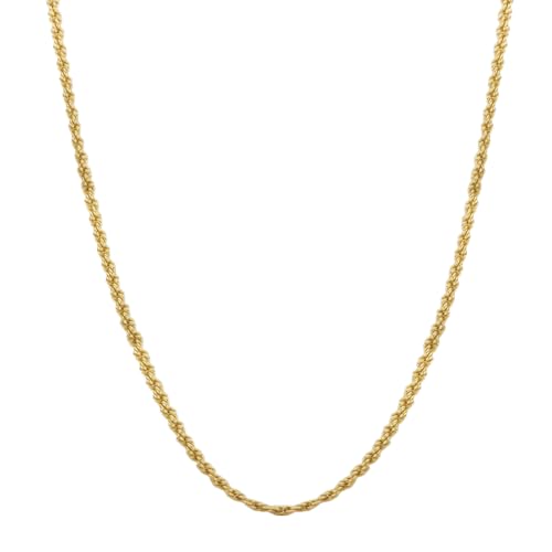 14k Solid Yellow Gold Rope Chain Necklace for Women and Men 1.5/2/2.5/3mm Width with Lobster Clasp Hypoallergenic Dainty Layering Chain Gift Ready 16-30 Inch - size: 18 inch, style: 3mm wide