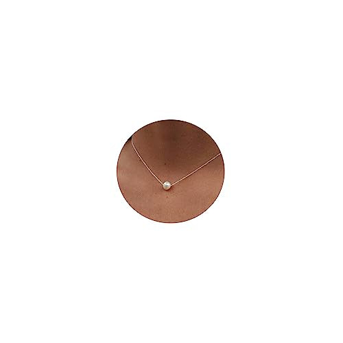 DIBOLA Dainty Pearl Necklaces for Women 14K Gold/Silver Plated Cute Single Pearl Necklace Elegant Small Tiny Pearl Choker Thin Chain Necklace Simple White Pearl Drop Y Long Necklace Freshwater Pearled Pendant Necklace Pearls Jewelry Gift - color: Single P