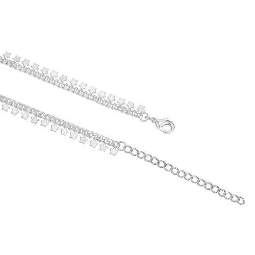 PAVOI 14K Gold Plated Anklet for Women - Trendy Link Chain Ankle Bracelet Summer Jewelry - Boho Dainty Anklets with Cubic Zirconia, Beaded, Evil Eye, Star, Station, Pearls Adjustable Gold Jewelry - style: Star
