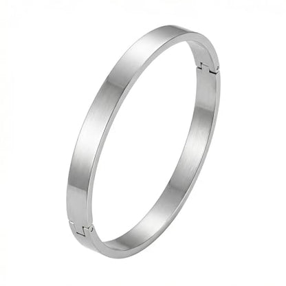 Gold Bracelets for Women, 18K Gold Plated Cubic Zirconia Bangle Bracelets Stainless Steel Eternity Crystal Oval Bracelet Cuff Bracelets for Women Jewelry - color: Bangle-White Gold