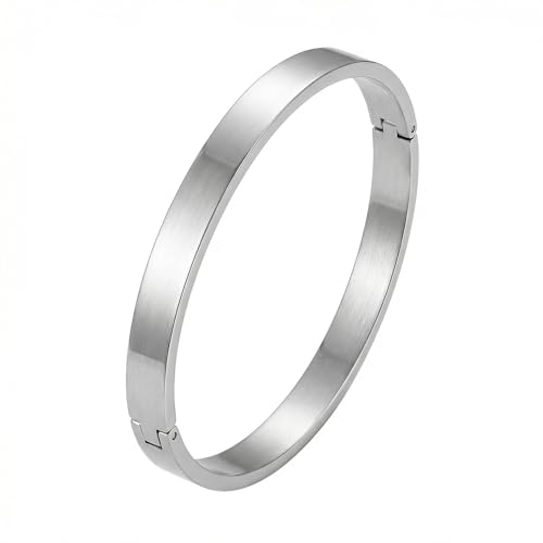 Gold Bracelets for Women, 18K Gold Plated Cubic Zirconia Bangle Bracelets Stainless Steel Eternity Crystal Oval Bracelet Cuff Bracelets for Women Jewelry - color: Bangle-White Gold