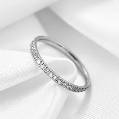 2mm 5mm Tainless Steel Cubic Zirconia Wedding Band Rings For Women,Stackable No Tarnish Fashion Cross Rings Size 4-10 - color: Silver